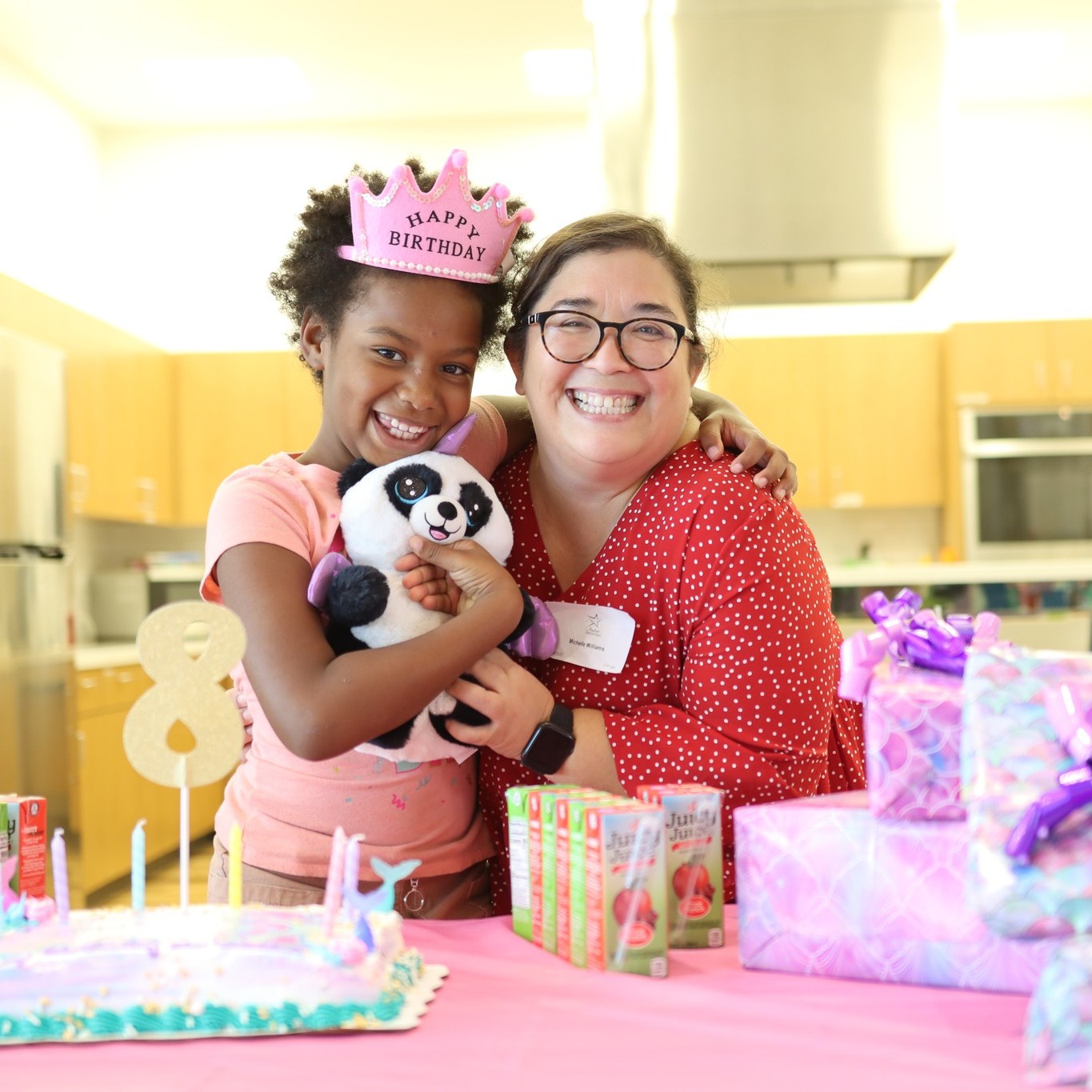 Volunteer and child
